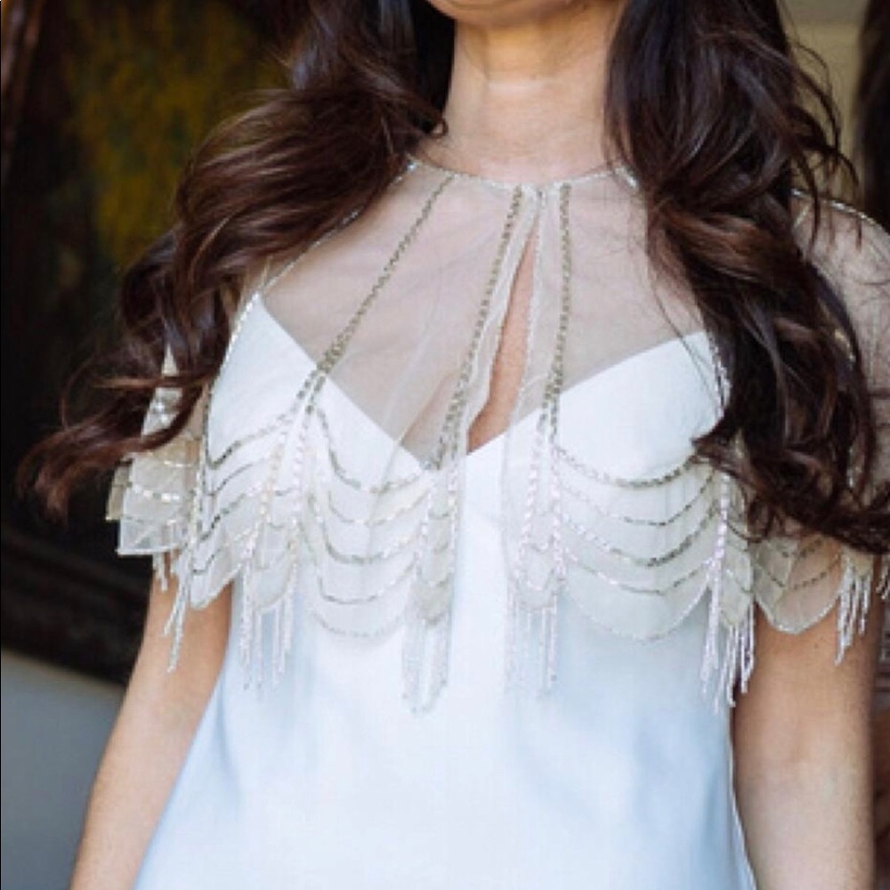 Bhldn Ivory Beaded Capelet for Wedding Dress